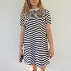 Zara TRF white collared Striped Dress M